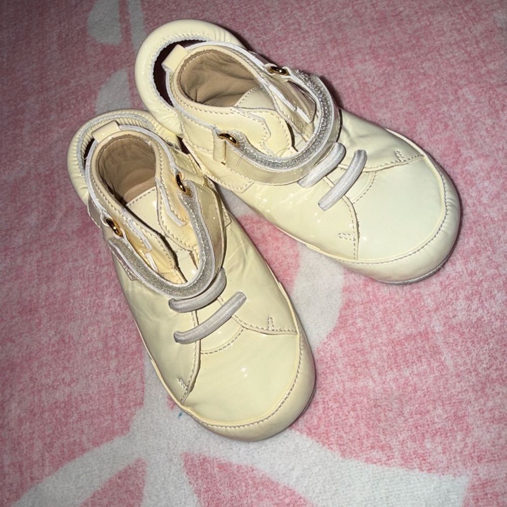 Buscemi Kids Cream Patent Leather High-Top Sneakers